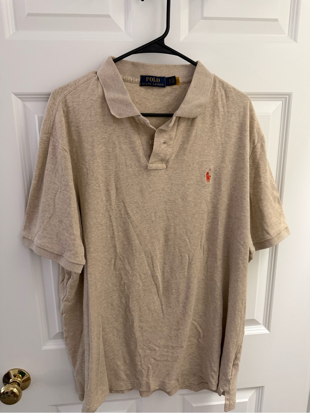 Ralph Lauren Beige Polo with Orange Pony Logo